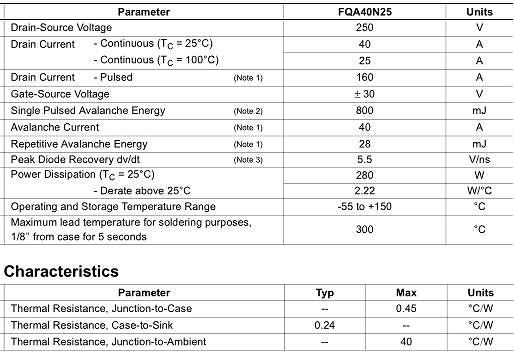 FQA40N25替代,MOS管KNX9130A,40A/300V