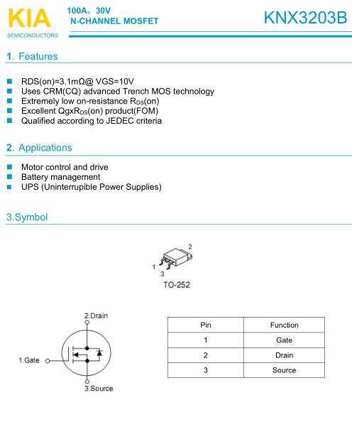 MOS管,KNX3203B,100A/30V