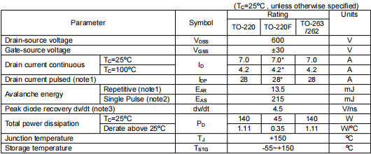 7n60場(chǎng)效應(yīng)管參數(shù),KIA7N60H參數(shù)